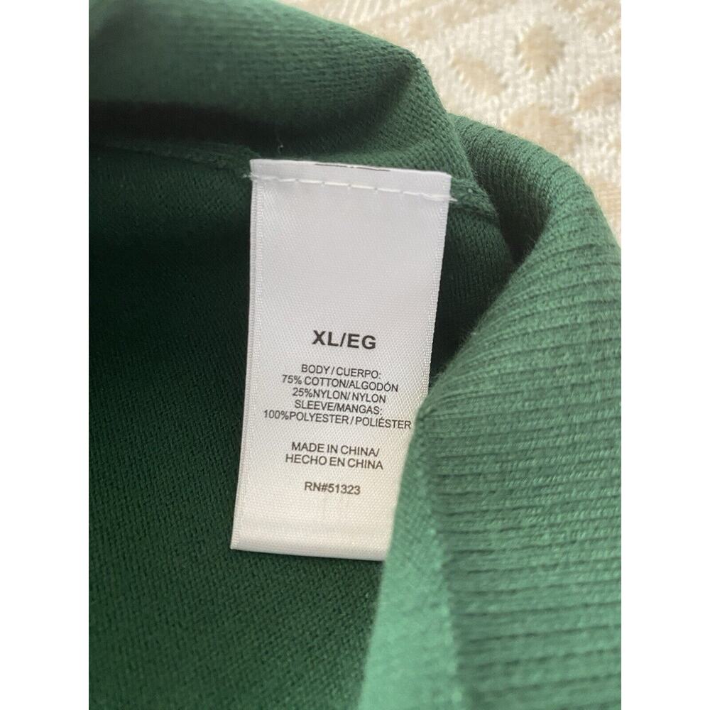 NWT Vince Camuto Cece Sz XL Green Wms Mock Neck Clip Dot Sheer Balloon Slv Swtr - Picture 6 of 11